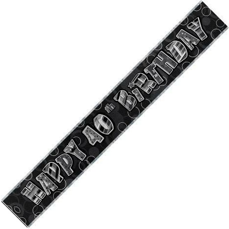 (image for) Happy 40th Birthday Black Foil Banner (3.6m) - Click Image to Close